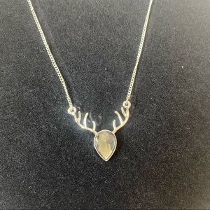 4/$50 Grey Teardrop Crystal Deer Antler Necklace